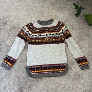 PERUVIAN ACCENT GREY CUSCO ALPACA FAIRISLE SWEATER